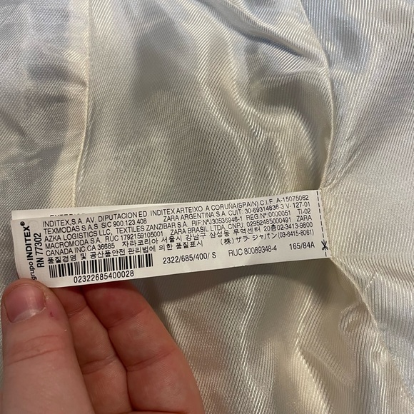 Zara Blue Tweed Frock Coat Kind Jacket Blazer With Zips Size S Blue White - Picture 10 of 10